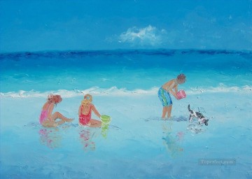 子供 Painting - ホリデービーチの子ども印象派